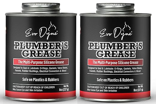 Evo Dyne Silicone Paste (2-Pack) - Multi-Purpose Silicone Lube for Faucet Stems, Valves, Cartridges - 8oz