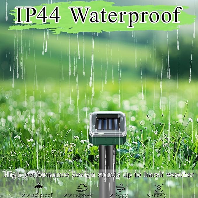 Mole Repellent Solar Powered 10 Pack, Snake Vole Repellent Outdoor,Waterproof Ultrasonic Deterrent Groundhog Squirrel Gopher Vole Deer and Chipmunk for Lawns Garden & Yard