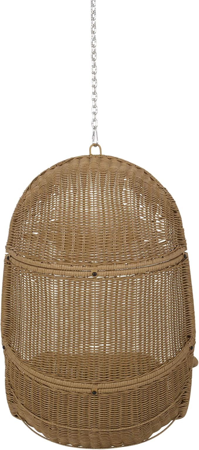 Christopher Knight Home Orville Outdoor Hanging Chair, Beige + Light Brown