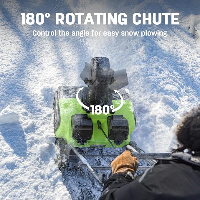 2 x 20V STEELITE Cordless Snow Blower, 20-Inch Snow Thrower Includes 2 x 4.0Ah Batteries & Charger, Ideal for Walkways and Driveways, Brushless Motor