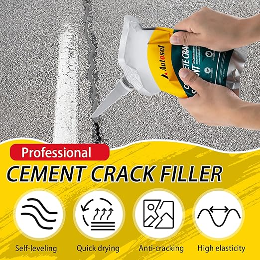 Concrete Crack Filler, Self-Leveling Cement Crack Filler, Fast-Drying Waterproof Concrete Repair Sealant, Durable Asphalt & Driveway Crack Filler for Sidewalk, Patio & Expansion Joint Repair — 2 PCS