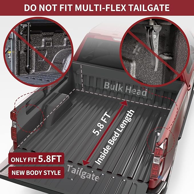 oEdRo Tri-Fold Truck Bed Soft Tonneau Cover Compatible with 2019-2025 Chevy Silverado 1500 / GMC Sierra 1500 New Body Style, Fleetside 5.8 Feet Bed w/o Multi-Flex Tailgate
