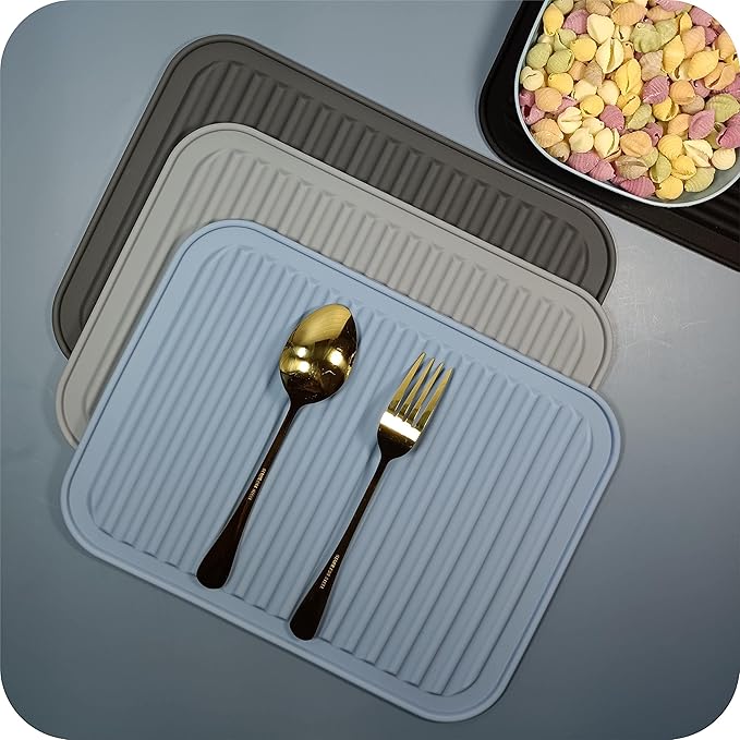 Silicone Trivets Set 2 for Hot Pots and Pans, Heat Resistant Mats Hot Pads for Kitchen Counter, Multi-Purpose & Versatile Trivets Mats, Silicone Pot Holder 9"X12" Black