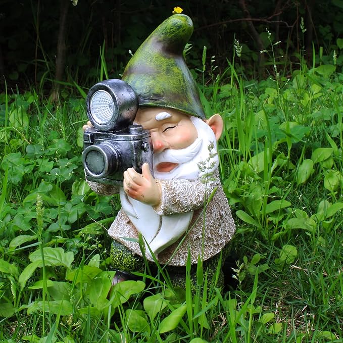Garden Gnomes Decorations for Yard - Garden Gnome Solar Statue Funny Outdoor Decor for Yard,Patio,Lawn,Unique Housewarming Gifts