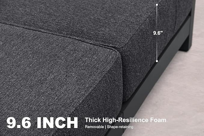 PURPLE LEAF Patio Furniture Set U-Shaped Outdoor Couch with 9.6" Thick Cushion and Soft Pillows 6 Piece Outdoor Sectional Sofas with Ottoman Modern Outdoor Conversation Sets for Yard Porch Deck, Grey