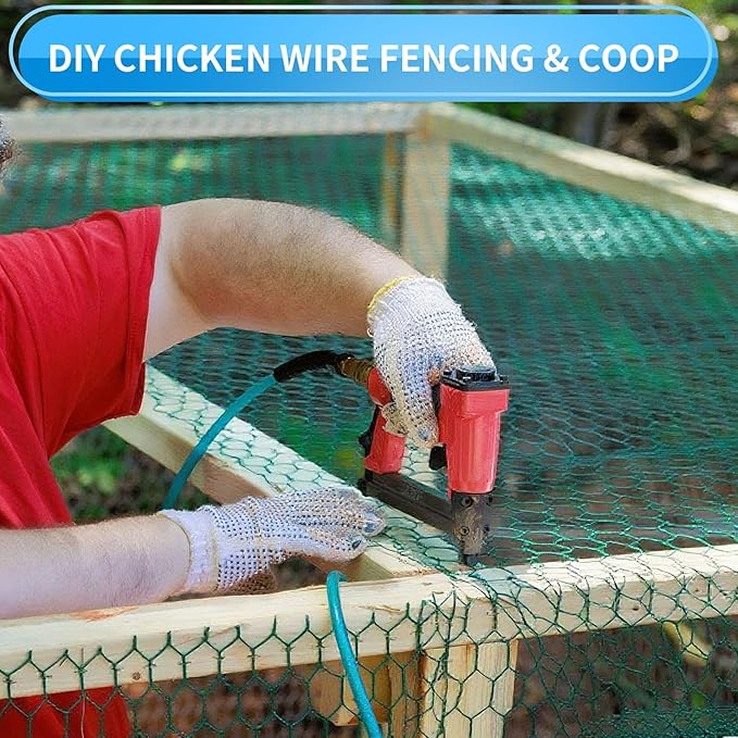 60'' x 150' Green Chicken Wire Fencing, 1 inch Chicken Wire and 20 Gauge Poultry Netting, Garden Mesh Fence Roll for Floral Arrangements/Crafts/Farm/Livestock/Pet Protection