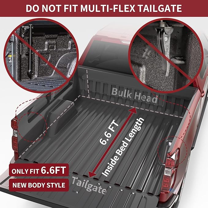 OEDRO Soft Quad Fold Truck Bed Tonneau Cover Compatible with 2019-2025 Chevy Silverado 1500 / GMC Sierra 1500, Fleetside 6.6 Ft Bed Without Multi-Flex Tailgate(Not for Legacy/Limited/2500 3500hd)
