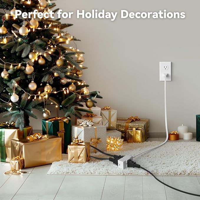 BN-LINK 9ft 3 Outlet Indoor Extension Cord 16/2 SPT-2, 2 Pack White, 2 Prong Polarized Plug, Household Power Cord for Home, Office, and Holiday Decorations