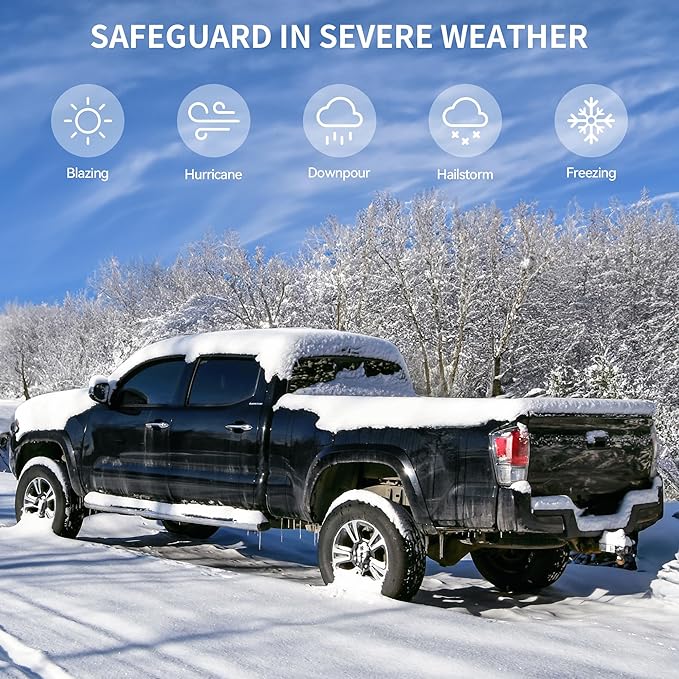 OEDRO FRP Hard Tri-fold Tonneau Cover Fold Truck Bed Covers Compatible with 2020 2021 2022 2023 2024 2025 Chevy Silverado/GMC Sierra 2500 3500HD with 6.9 Feet Bed
