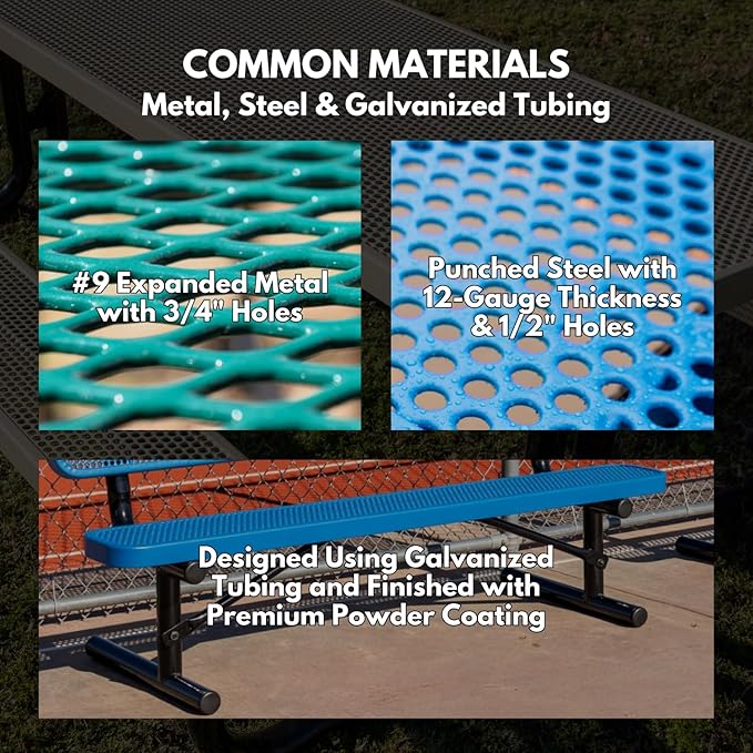 COATEDOUTDOORFURNITURE Coated Outdoor Furniture Heavy-Duty Outdoor Bench Thermoplastic Coated, Expanded Metal, Commercial-Grade Seating, Made in America (Surface with Back, 6 Ft, Textured Green)