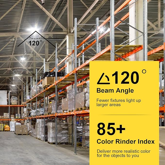 hunhun 2 Pack ETL 155W UFO LED High Bay Light, 22500lm, Daylight 5000K, US Plug,110-277V, IP65 Waterproof Commercial LED Shop Lights for Workshop Factory Barn Warehouse, Garage ETL Listed
