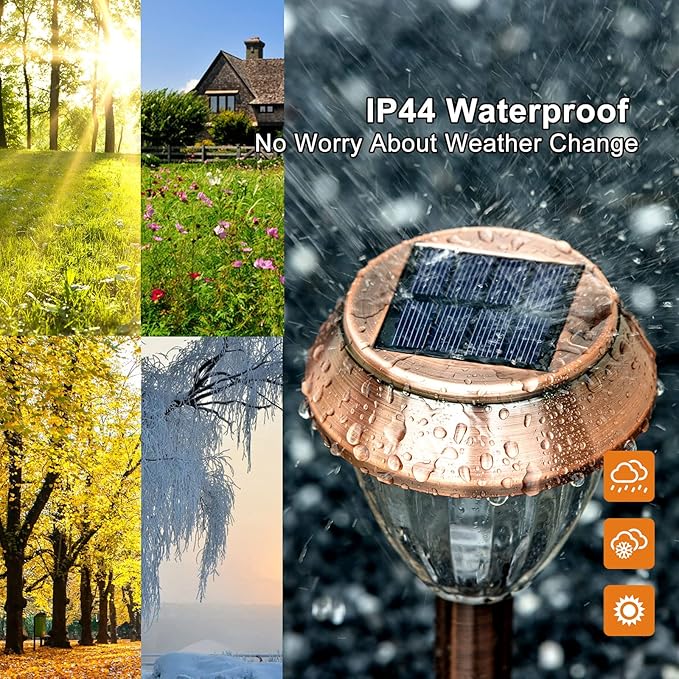 Solar Pathway Lights Outdoor Waterproof, 6 Pack Solar Outdoor Lights Bright Up to 12 Hrs, 15 Lumens Garden Light LED Landscape Lighting Stainless Steel Walkway Light, Cold White