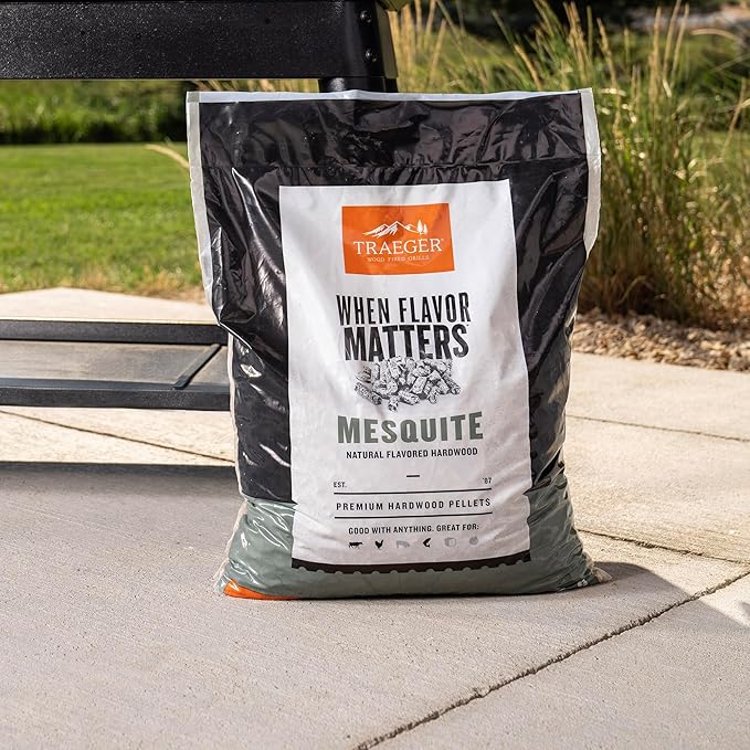 Traeger Grills Mesquite 100% All-Natural Wood Pellets for Smokers and Pellet Grills, BBQ, Bake, Roast, 18 lb. Bag (Pack of 2)