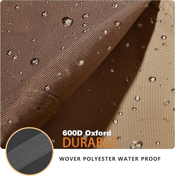 Outdoor Fountain Cover D 35" x H 40",600D Waterproof Heavy Duty Outdoor Fountain Covers,Winter Garden Fountain Statue Protective Cover,Beige&Brown