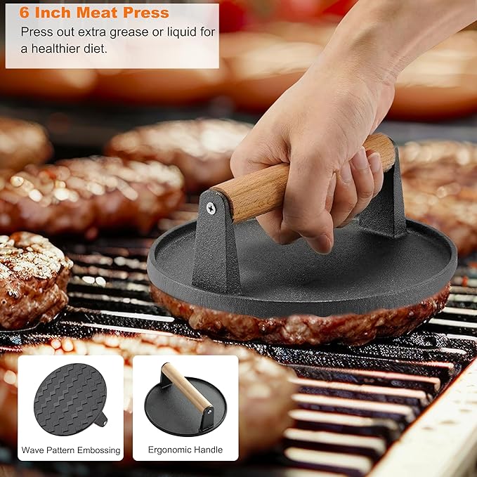grilljoy Professional Griddle Accessories Kit Set with Smash Burger Press - Extra Thick Grill Spatula, Turner, Flipper - 38PCS Flat Top Grill Tools Kit for Outdoor Barbecue Teppanyaki Camping Cooking