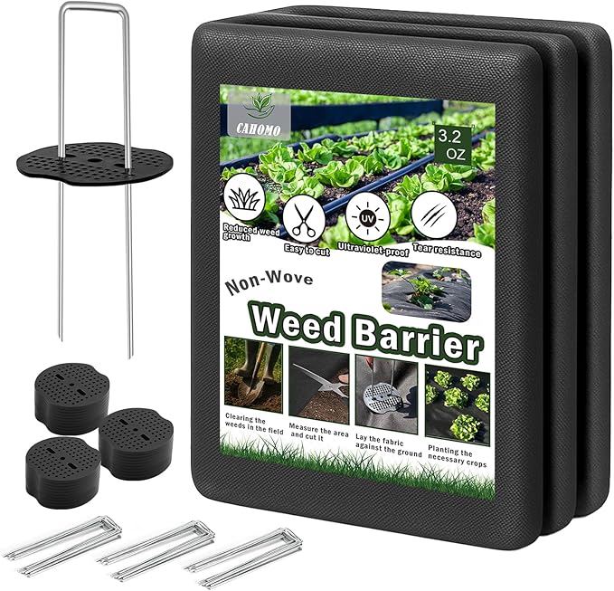 Non-Woven Thick Weed Barrier Fabric 3FT x 32FT, 3.2 oz Heavy Duty Weed Barrier Landscape Fabric, Ground Cover for Superior Weed Control, Easy Setup for Gardens, Landscaping, Flower Beds