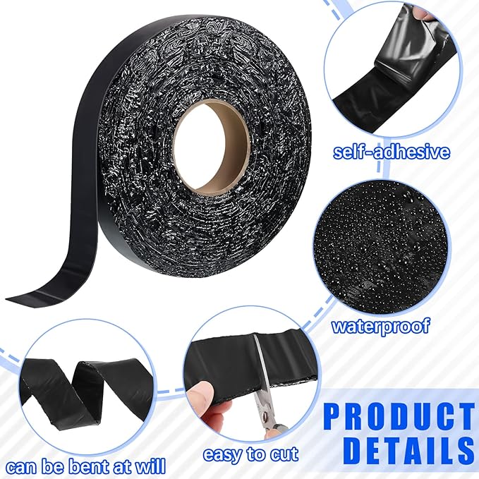 Fabbay 2 Rolls Asphalt Crack Filler Tape Asphalt Tape for Driveway Repair Joint and Crack Sealer for Tarmac Parking Lot Roof Cement Road, 50 Feet Each Roll (1.18 Inch)