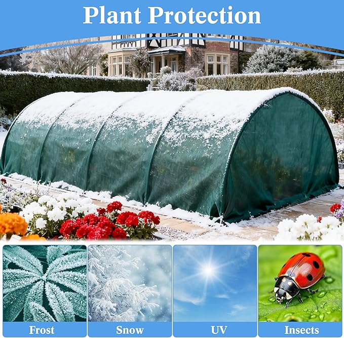Plant Covers Freeze Protection 10 x 50 FT, 1.5oz/yd² Thick Non-Woven Frost Cloth Blanket for Outdoor Plants, Reusable Floating Row Cover for Winter Vegetables Plants Raised Garden Bed