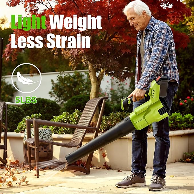 Cordless Leaf Blower 2X21V 4Ah Battery 150MPH 420CFM Lightweight Electric Leaf Blower with Variable Speed for Yard Lawn Patio Outdoor Cleaning(Green)