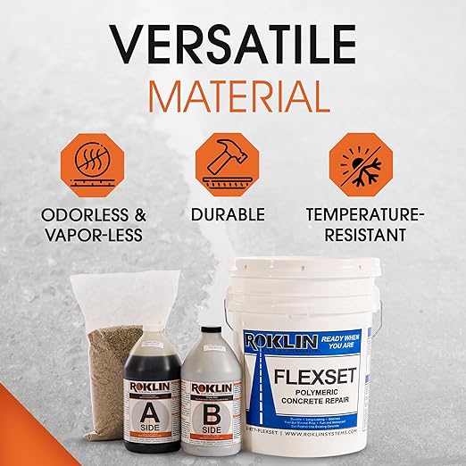 Roklin Systems Inc. FlexSet Rapid Concrete Repair (Gray, 5 Gallon Kit)