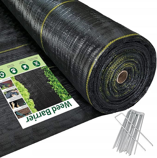 4ft x300ft Pro Black Weed Barrier, 6oz Premium Landscape Fabric-Heavy Duty Woven Ground Cloth with Superior Permeability Weed Control Convenient Design