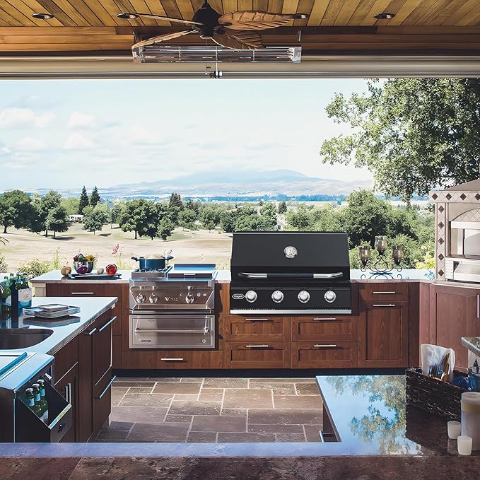 Hygrill 32-Inch Built In Grill for Liquid Propane, Stainless Steel Outdoor Kitchen 4-Burner Grill Head, Black