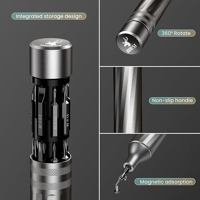 JOREST 32 in 1 Multi Bit Small Precision Screwdriver Set Magnetic, Pen Screwdriver Set, Men's Gifts, Mini Repair Tool Kit for Eyeglasses, Watches, MacBook, Laptop, PS5, Xbox, Camera, Electronics