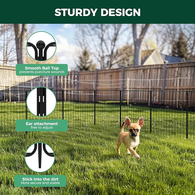 FXW Decorative Garden Fence for Yard - 24in(H) x 44.4ft(L) 24 Panels - Metal Fencing Panels - Animal Barrier Border for Dogs & Rabbits, Flower & Plant Edging