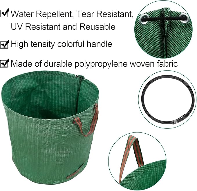Reusable Yard Waste Bags 3 Packs 72 Gallons Lawn and Leaf Garden Bags Heavy Duty Garden Bag With Reinforced Handles Camping Yard Recycling Trash Bag for Debris Leaves Grass