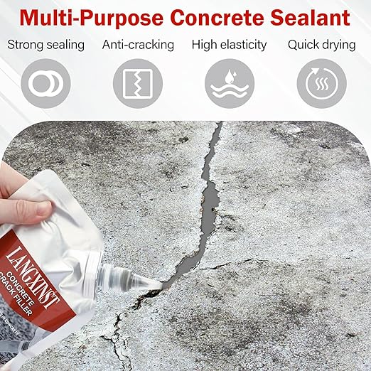 Concrete Crack Filler, Cement Crack Repair Sealant, Quick Drying Filler Waterproof Repair Sealant, Weather Resistant Concrete Sealer Outdoor Caulking Glue for Cement-Based Materials