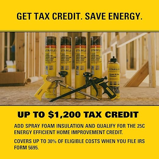 STANLEY F 990P Supercoat Spray Foam Insulation - Closed Cell Spray Foam Covers Up to 240 Sq.Ft.,(11.32/2 inch R-Value) - Gun Use, Gun Not Included - 27.1 oz, 12 Pack