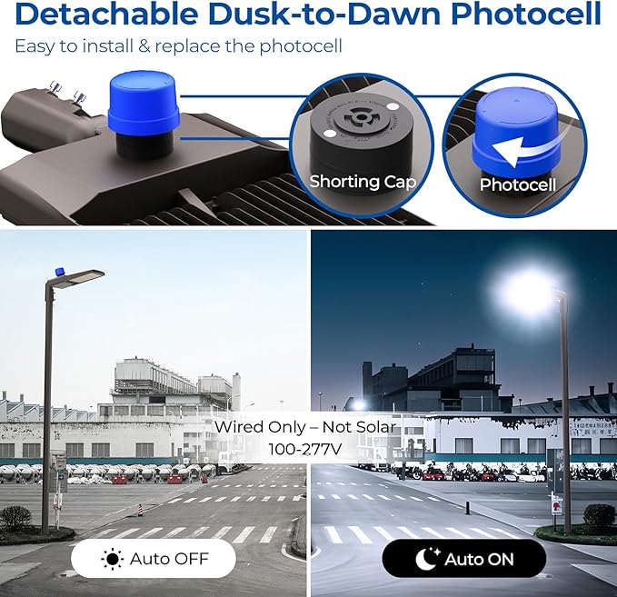 CINOTON LED Parking Lot Light - 48000LM 300W UL Listed - 0-10V Dim Dusk to Dawn - IP65 Adjustable Slipfitter Mount Outdoor Security Lighting for Court Square Driveways Stadium, 5000K, 100-277V, 3 Pack