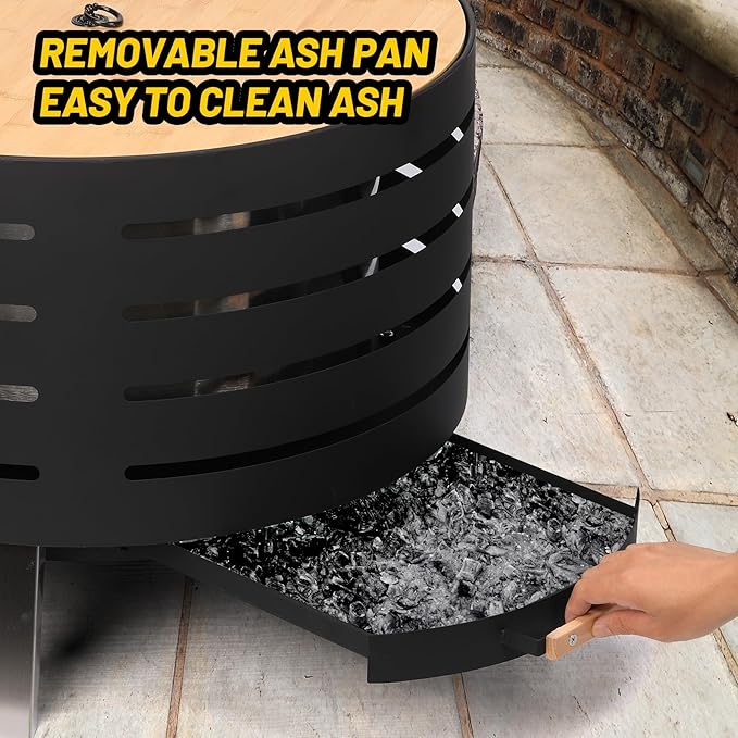 26" Smokeless Fire Pit with 360° Airflow, Dual-Burn Technology & Removable Ash Pan – Low-Smoke Outdoor Fire Bowl with Rust-Resistant 304 Stainless Steel for Patio, Yard & Camp