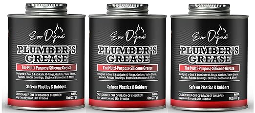 Evo Dyne Silicone Paste - 8oz USA Made | Multi-Purpose Lube for Faucets, Valves & Cartridges - Silicone Grease (3-Pack)
