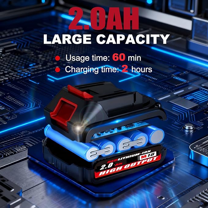 20V Brushless Cordless Power Drill with 2x 2.0Ah Battery and Charger (531 in.lbs)- 3/8 inch Chuck Brushless Impact Driver, LED Work light Hammer Drills