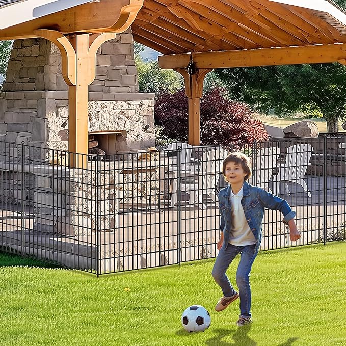 5 Panels No Dig Garden Fence, 40 in(H) X 12.1 ft(L) Metal Fence Panels, Thickened Rustproof Garden Fencing, Animal Barrier Fence for for Dogs, Rabbits, Landscape, Patio