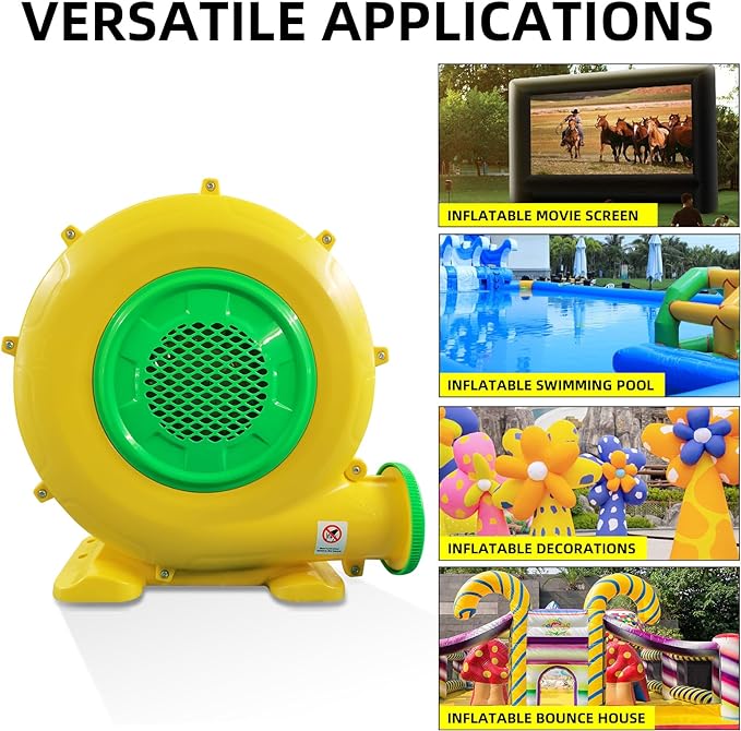 Air Blower, 480W 0.64HP Bounce House Blower, Portable Inflatable Bubble HOU-se Blo-wer, Perfect for Inflatable Bounce House, Bouncy Castle, Jumper, Water Slid, Corded(480 Watt 0.6HP)