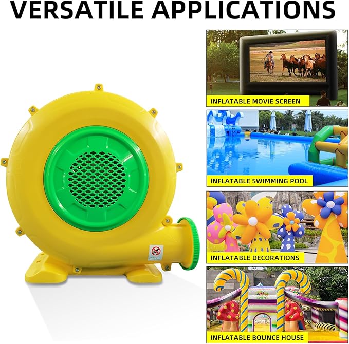 1100Watt/1.5HP High Power Air Blower for Large Inflatables, GONFLABLE Inflatable Bounce House Blower, Portable Fan Pump Leaf Blower Corded Commercial for Bouncy Castle, Jumper, Water Slide