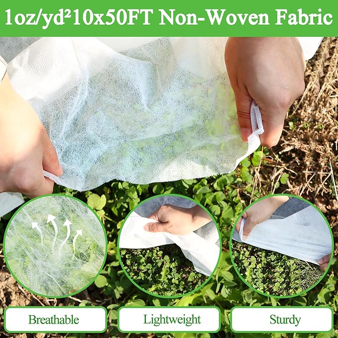 POILKMNI 10'x50' Plant Covers Freeze Protection - Plant Covers for Winter, Frost Cloth Tree Freeze Protection, Frost Blankets for Outdoor Plants, Winter Floating Row Cover