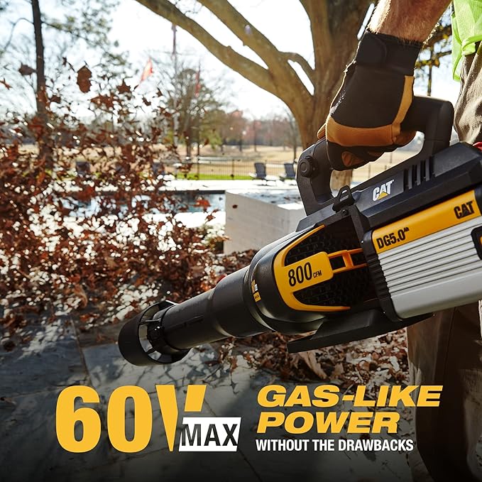 Cat DG651 60V 800 CFM 170 MPH High-Powered Leaf Blower Cordless, Adjustable Speed Blowers for Lawn Care, Lightweight Cordless Leaf Blower with Variable Air Control – Battery & Charger Included
