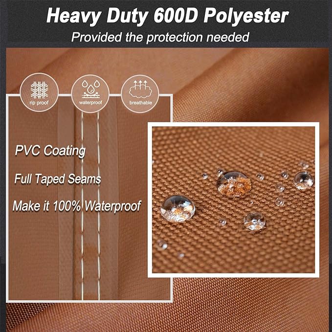 NettyPro Grill Cover Heavy Duty Waterproof 48 inch, Outdoor 2-3 Burners Gas BBQ Cover for Outside Weber, Char-Broil, Brinkmann, Nexgrill Barbecue, Brown