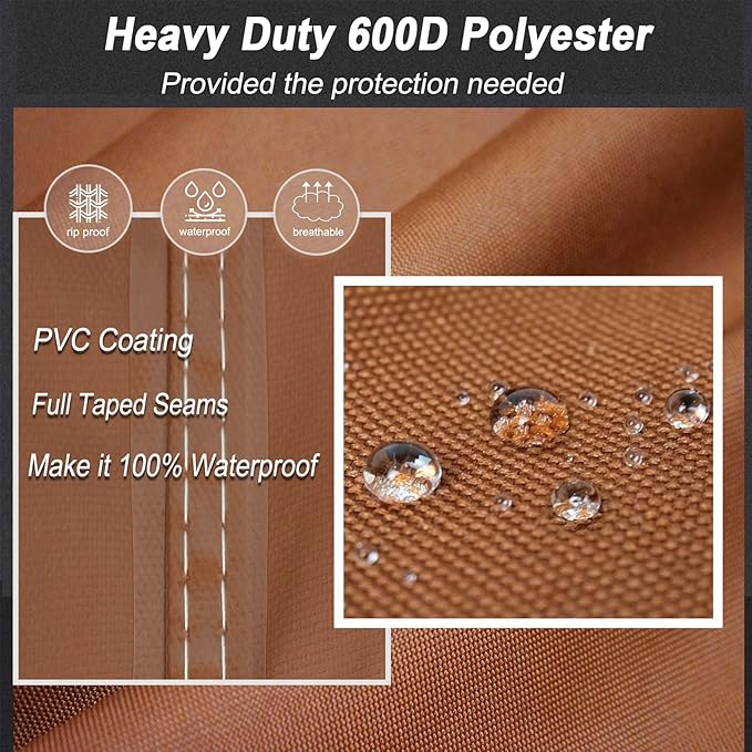 NettyPro BBQ Grill Cover 56 inch Heavy Duty Waterproof Outdoor 2-3 Burners Gas Grill Cover for Outside Weber, Char-Broil, Brinkmann, Nexgrill Barbecue, Brown