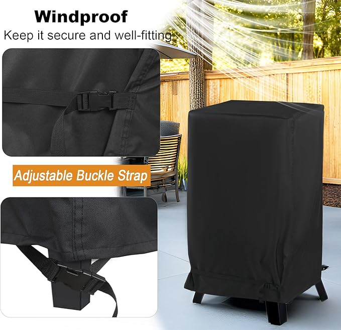 NetttyPro Electric Smoker Cover for Outside Masterbuilt Smoker 40 inch, Outdoor Waterproof Heavy Duty Square Vertical Small Grill Cover, Black