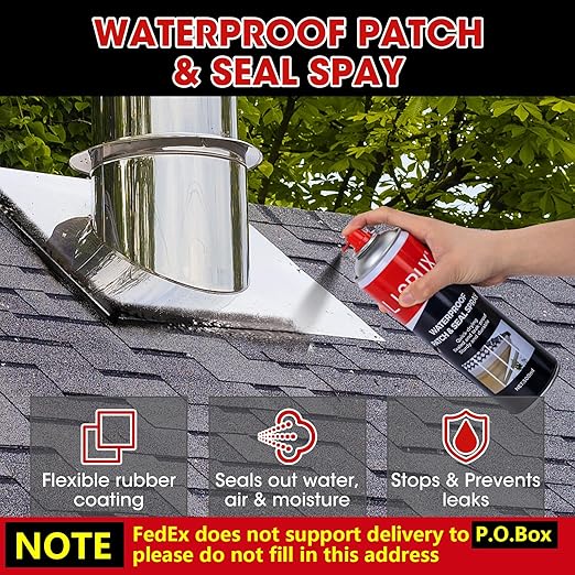 Waterproof Patch & Seal Rubberized Sealant Spray, 17 oz (Pack of 3) Leak Stopper Rubber Spray to Seal Cracks, Black Rubber Sealant Perfect for Gutters, Wood, Campers, Roof Repair, Windows