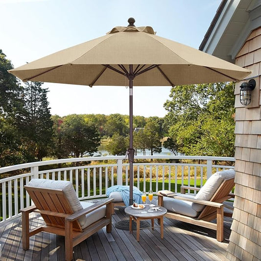 ABCCANOPY OLEFIN® 5-Year No Fading 9FT Patio Umbrella, Outdoor Table Umbrella with 8 Sturdy Ribs for Deck, Backyard, Garden, Yard (Brown)