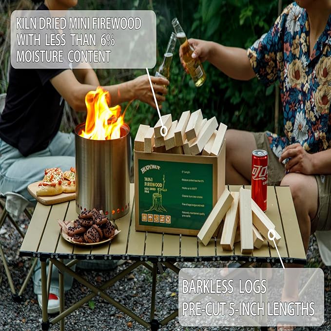 Mini Fire Sticks Wood with 10pcs Fire Color Changing Packets,5" Lengths Kiln Dried Pine Small Firewood&Magic Colorful Flames Pack Great for Tabletop Firepits,Pizza Oven,Camping Essentials