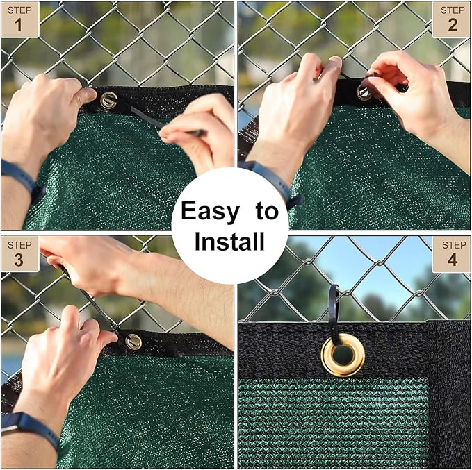 UPGRADE Privacy Fence Screen 8'x27' Dark Green Outdoor 90% Visibility Blockage 170 GSM Mesh Shade Cover Panels for Backyard,Balcony,Home Decoration with Zip Ties,Customized Avaliable
