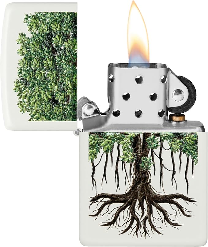 Zippo Tree of Life Texture Print Design White Matte Pocket Lighter