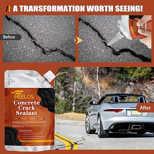 Asphalt Crack Filler, 6Pack High Elasticity Driveway Crack Filler, Self Leveling Waterproof Asphalt Sealant for Driveway, Walkway, Road, Blacktop Joint Filler, Flexible Concrete Sealer(Black)