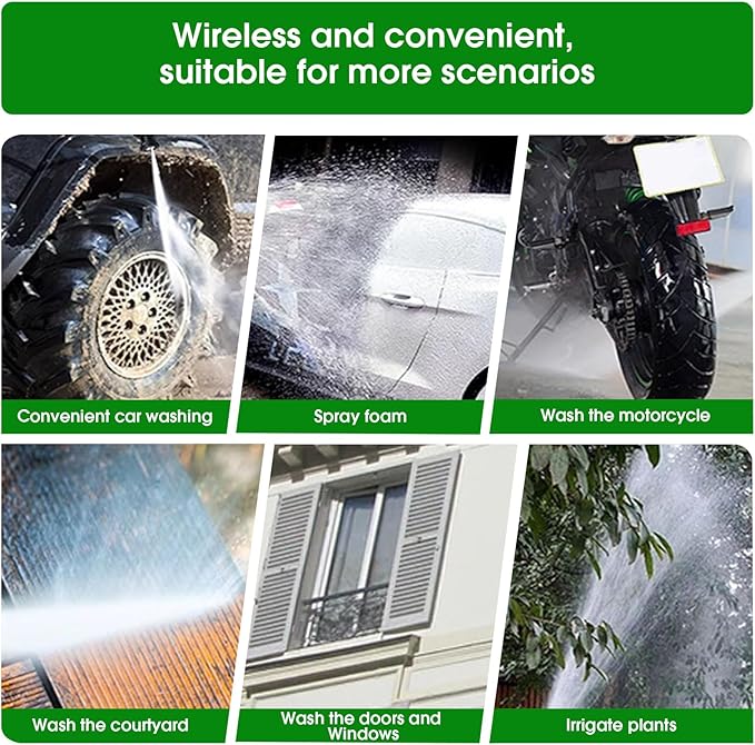 Power Stream Pressure Washer Cordless,800PSI Hand Held Batter Powered Portable Cordless, with 2 Pack 4.3Ah Batteries,Portable Car Pressure Washer with 6-in-1 Nozzle for Car,Patio,Fence